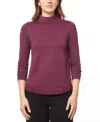 Melissa Paige Womens Solid Knit Mock Turtleneck Sweater In Cabarnet