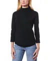 Melissa Paige Womens Solid Rayon Mock Turtleneck Sweater In Jet Black