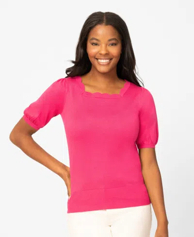 Melissa Paige Women's Scalloped Short-sleeve Sweater In Multi