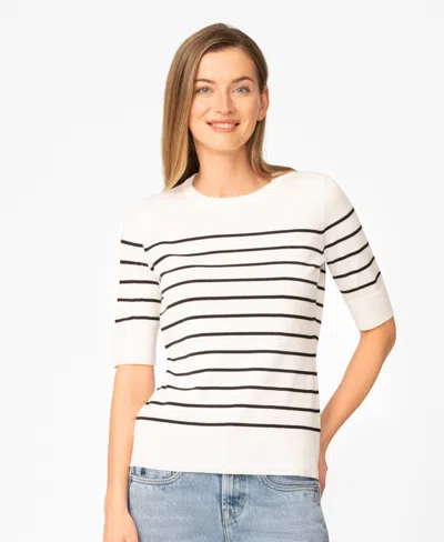 Melissa Paige Women's Striped Crew-neck Elbow-sleeve Sweater In Multi