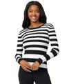 Melissa Paige Women's Striped Ribbed Crewneck Sweater In Black