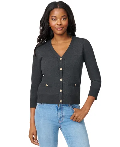 Melissa Paige Women's V-neck 3/4-sleeve Cardigan In Gold