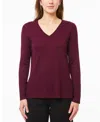 Melissa Paige Womens Wide Hem Slit V-neck Sweater In Cabarnet