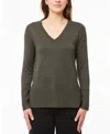 Melissa Paige Women's V-neck Wide-hem Wide-cuff Sweater In Olive