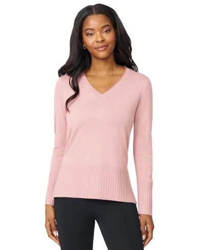Melissa Paige Women's V-neck Wide-hem Wide-cuff Sweater In Pink