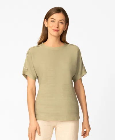Melissa Paige Women's Vertical Rib Sweater Knit T-shirt In Green