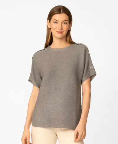 Melissa Paige Women's Vertical Rib Sweater Knit T-shirt In Gray