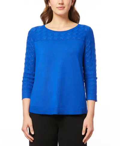 Melissa Paige Women's Boat-neck Chevron-stitch Dolman-sleeve Sweater In Angelfish Blue