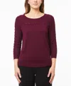 Melissa Paige Petite Wide-neck Long-sleeve High-low-hem Sweater In Cabarnet