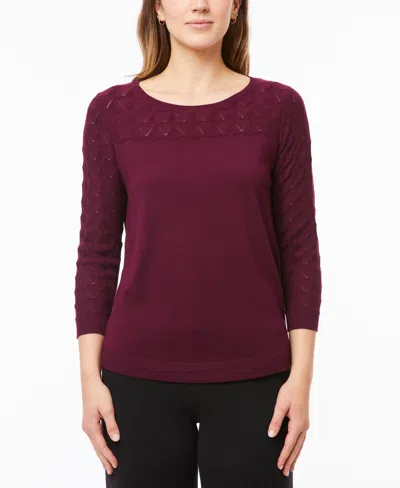 Melissa Paige Petite Wide-neck Long-sleeve High-low-hem Sweater In Cabarnet R