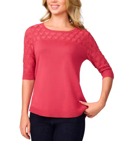 Melissa Paige Women's Yoke Wave Stitch Elbow-sleeve Sweater, Regular & Petite In Baroque Rose