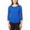 Melissa Paige Womens Button Knit Pullover Sweater In Blue