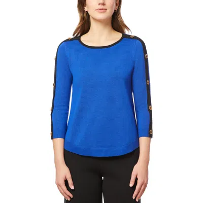 Melissa Paige Womens Button Knit Pullover Sweater In Blue