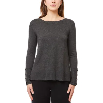 Melissa Paige Womens Button Rayon Blouse In Charcoal Grey