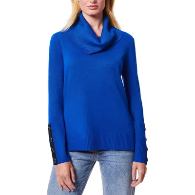Melissa Paige Womens Button Viscose Pullover Sweater In Blue