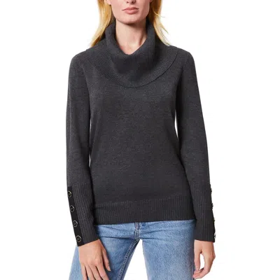 Melissa Paige Womens Button Viscose Pullover Sweater In Grey