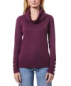 Melissa Paige Womens Chevron Trimmed Cowl Neck Sweater Pxs 3x In Purple