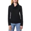 Melissa Paige Women's Chevron-trimmed Cowl-neck Sweater In Black
