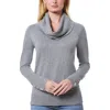 Melissa Paige Women's Chevron-trimmed Cowl-neck Sweater In Grey