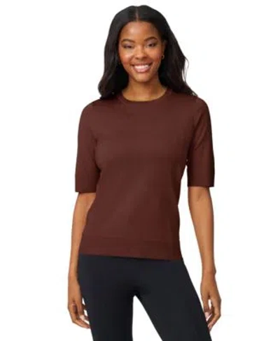 Melissa Paige Womens Crew Neck Elbow Sleeve Fine Gauge Sweater Pxs Xl In Brown