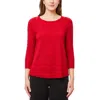 Melissa Paige Women's Wave-knit Scoop Neck 3/4-sleeve Sweater In Red