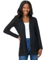 Melissa Paige Womens Pointelle Open Front Cardigan Xs 3x In Black