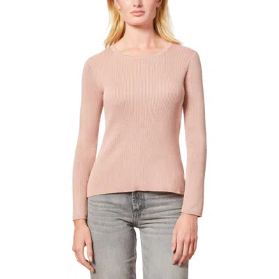 Melissa Paige Womens Ribbed Scoop Neck Pullover Sweater In Blush Pink