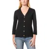Melissa Paige Womens Ribbed Trim Knit Cardigan Sweater In Black