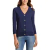 Melissa Paige Womens Ribbed Trim Knit Cardigan Sweater In Blue