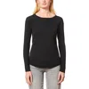 Melissa Paige Petite Crewneck Rib-knit Long-sleeve Sweater In Black