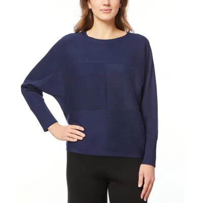 Melissa Paige Womens Ribbed Viscose V-neck Sweater In Blue