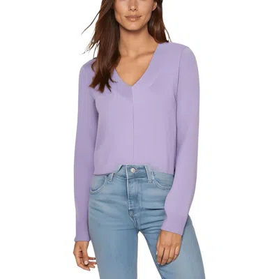 Melissa Paige Womens Ribbed Viscose V-neck Sweater In Purple