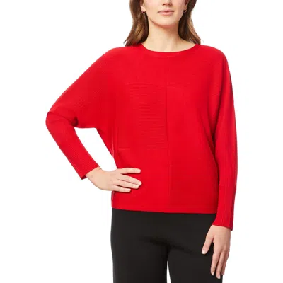 Melissa Paige Womens Ribbed Viscose V-neck Sweater In Red