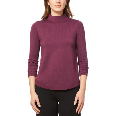 Melissa Paige Womens Solid Knit Mock Turtleneck Sweater In Cabarnet