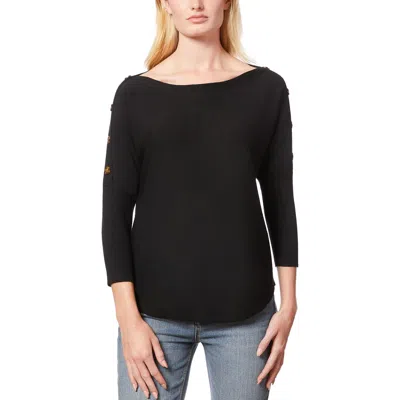 Melissa Paige Womens Solid Viscose Pullover Top In Jet Black