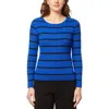 Melissa Paige Petite Women's Scoop Neck Ribbed Striped Sweater In Multi