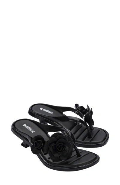 Melissa Petals Kitten Heel Flip Flop In Black