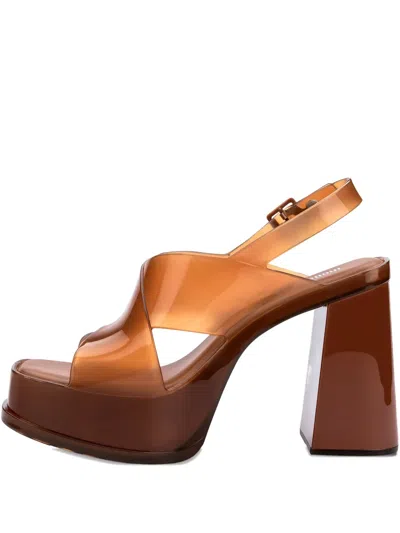 Melissa Platform Cross-strap Pumps In Brown