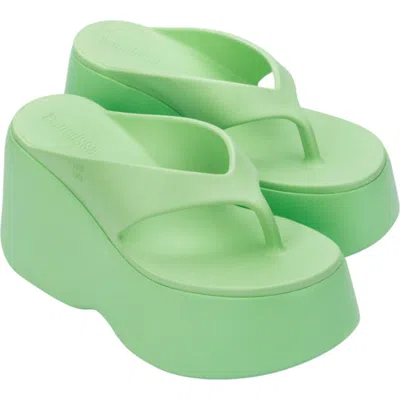 Melissa Platform Wedge Flip Flop In Green
