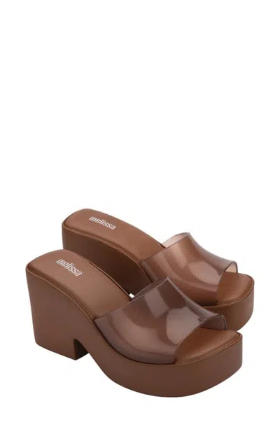 Melissa Posh Platform Slide Sandal In Clear Brown