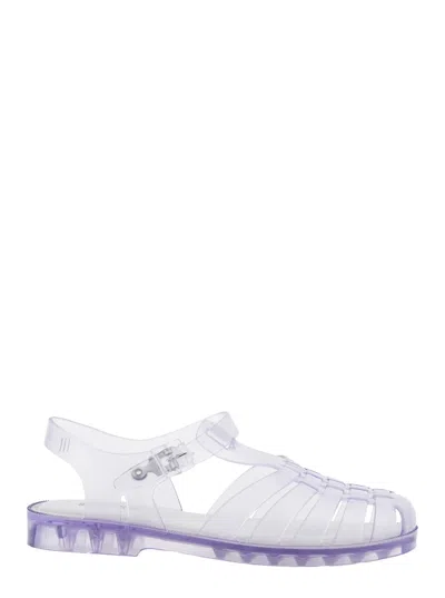 MELISSA POSSESSION WHITE SANDALS WITH CAGE DESIGN AND ADJUSTABLE BUCKLE CLOSURE IN TECH FABRIC WOMAN