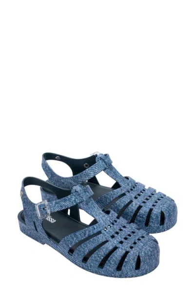 Melissa Possession Denim Print Fisherman Sandal In Blue