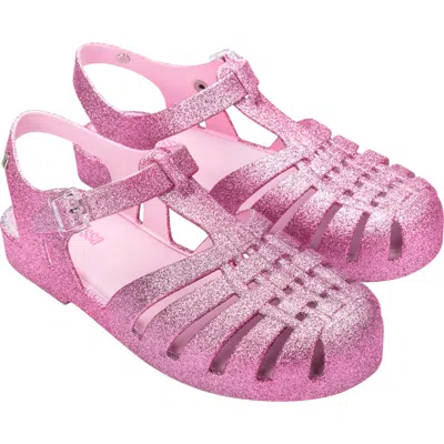 Melissa Possession Glitter Fisherman Sandal In Pink Silver Glitter
