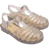 Melissa Possession Glitter Jelly Fisherman Sandal In Beige Silver Glitter