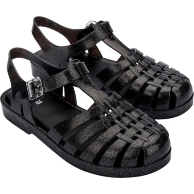 Melissa Possession Glitter Jelly Fisherman Sandal In Black