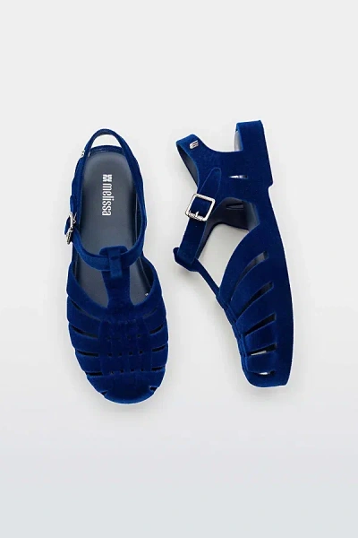 Melissa Possession Velvet Ii Fisherman Sandal In Blue Flocked, Women's At Urban Outfitters