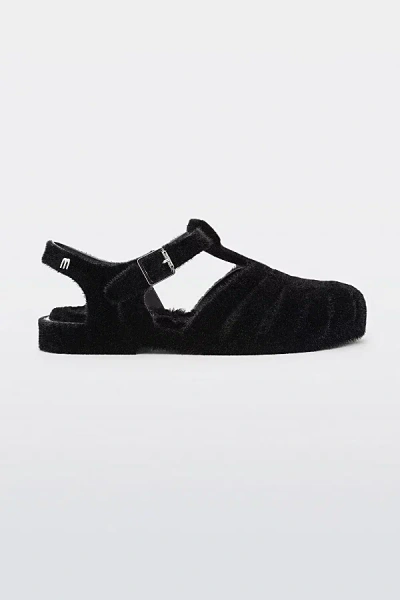 Melissa Possession Warm Look Fisherman Sandal In Black Flocked, Women's At Urban Outfitters