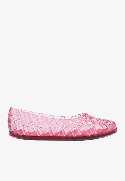 Melissa Possession Woven Jelly Ballet Flats In Pink