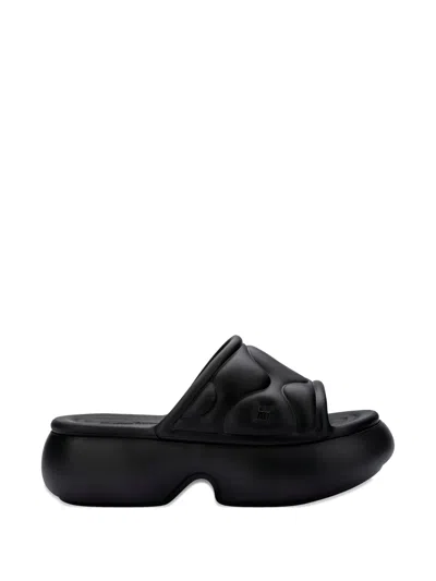 Melissa Puff Platform Slides In Black