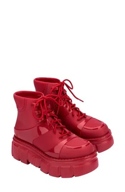Melissa Rebel Lug Sole Boot In Red